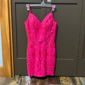 semi-formal v- neck dress, never worn, new but has no tags